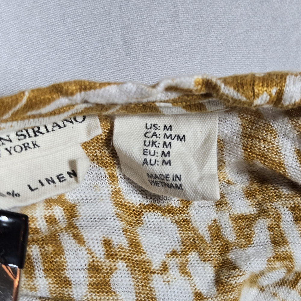 Christian Siriano NY 100% Linen Tropical Leaf Blouse Size Medium - Picture 6 of 10